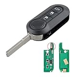 Heart Horse 433Mhz 3 Tasti Ricambio Chiave per Telecomando con PCF7946 Chip Compatibile per Fiat Grande Punto 500 L Evo Panda Bravo Qubo Stilo e Lancia Y Delta Musa Guscio con Lama (Marelli BSI)