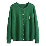 Generisch Cardigan corto da donna con eleganti bottoni per gioielli, cardigan cropped in stile preppy, giacca alla moda in maglia fine per un look femminile, Stil_d05 verde, 3XL