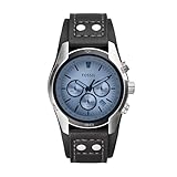 Fossil Orologio Coachman da uomo, movimento cronografo al quarzo con cinturino in pelle, 45 mm, Blu
