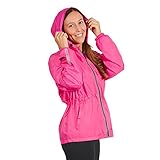 PERLETTI Giacca Impermeabile Donna Antivento Leggera - Giacca a Vento Pioggia Sportivo con Cappuccio e Dettagli Catarifrangenti - Trench Impermeabile Ragazza Antipioggia Corsa Outdoor (M, Fucsia)
