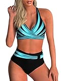 Adigaber Donna Costume da Bagno Push Up Imbottito Reggiseno Bikini Donna Due Pezzi Stampa Floreale Bikini Regolabile Costume da Bagno