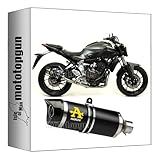 scarico completo omologato open arrow thunder in alluminio nero con fondello in carby compatibile con yamaha mt07 mt-07 2014 2015 2016 2017 2018 2019 2020 mototopgun 71817akn