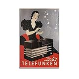WELTS Poster vintage Radio TELEFUNKEN Quadro decorativo su tela da parete e arte per la camera da letto, 30 x 45 cm