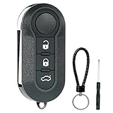 SUPALAND Guscio Chiave Di Ricambio a 3 Tasti Per Telecomando Auto Con Lama Compatibile Con Fiat 500L 500 Punto Evo Grande Bravo Panda Ducato Lancia Con 1 Cacciavite, 1 Catena Portachiavi.