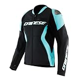 Dainese Giacca da moto Racing 5 da donna, in pelle, sportiva, nero/acqua, 48