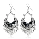 Orecchini a forma di sfera a forma di fiore, per donne e ragazze, placcati in argento, smaltato, lampadario bohemien, cerchio, campane con perline, Jhumka, gioielli indiani appesi, regali, Zinco