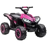 HOMCOM Quad Elettrico per Bambini 12V ATV, Doppio Motore e 2 Velocità, Ruote Larghe con Fari LED, Clacson e Musica, Età 3-5 Anni, Rosa