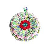 Presina ad uncinetto colorata con fiore rosso in acrilico 11 cm (63PRS) - Made in Italy