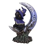Nemesis Now Sooky Witches U5437T1 - Statuetta con gatto nero e mezzaluna, 11,5 cm