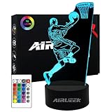 AIRUEEK Luce Notturna da Basket per Bambini, Lampada da Illusione 3D LED, Telecomando 16 Cambia Colore Dimmerabile, Regali Ragazzi Arredamento Camera da Letto, in ABS