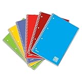 Blasetti One Color - Quaderno con spirale laterale formato A4 con fori archiviazione, Confezione da 5 pezzi, Carta 80gr, Copertina in cartoncino monocromatica - Rigatura 5M (quadretti 5mm)