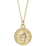 IMINI Collana Con Ciondolo a Moneta In Oro Intagliato Per Donne Ragazze Uomini In Argento Sterling 925 Catena Rotonda Culto Della Dea Medaglia Celebrità Ricordo Reversibile Gioielli Di Moda Regalo