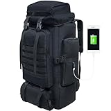 Vaupan 80L Zaino da trekking, Grande Campeggio tattico militare zaino, impermeabile da viaggio Daypack outdoor Molle Zaino per le donne degli uomini (Nero)