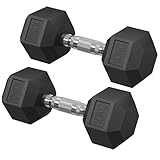 SONGMICS Manubri, Set di 2 Manubri Esagonali, Set di Pesi da 20 kg in Totale, per Allenamento, Fitness, Sollevamento Pesi a Casa, Palestra, Nero Inchiostro SYL010B01