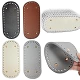 Set di 4 Basi Borsa Pelle PU Fondo Borsa Uncinetto, 22×10cm Fondi per Borse Uncinetto con Fori, 4 Colori Ovali per Sacchetto A Maglia, Borsa A Tracolla Fai Da Te, Accessori All'Uncinetto