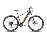 E-Bike Rockblazer 25 BlackOrange, Bicicletta Elettrica, Motore 250W, Fino a 25 Km/h, Batteria estraibile 36V 10.4Ah, Autonomia fino a 90 km, Cambio Shimano 8 marce, Ruote da 29’’ con freni a disco