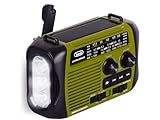 Trevi RA 7F30 BT Radio Portatile Multibanda FM/AM/SW con Lettore MP3 Wireless, Funzione Power Bank e Torcia LED, Ricarica Solare, a Dinamo o USB-C, Ideale per Emergenze, Campeggio, Viaggi, Verde