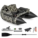 COSTWAY Belly Boat da Pesca Portatile, Gommone Gonfiabile da Pesca con Porta Canne Regolabile, Pompa, Pagaia in Alluminio, Spallacci e Kit di Riparazione, Barca da Mare con 2 Pinne, capacità 150 kg