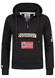 Geographical Norway Felpa Manica Lunga Gymclass Hoodie Uomo 35% Poliestere. 65% Cotone Nero L