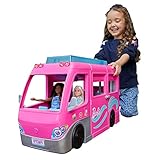 Barbie-Camper dei Sogni Playset con Veicolo, con Ruote, Piscina, Scivolo, 7 Aree Gioco e Oltre 60 Accessori da Campeggio, Giocattolo per Bambini 3+ Anni, HCD46
