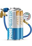 FrostMEISTER 2 in 1 – Set di ricarica per aria condizionata auto 2 × 400 ml con tubo manometro – Applicazione rapida, semplice ed ecologica (R134a, 1995-2016)