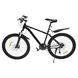 Bicicletta 26 pollici Premium Mountain Bike 21 Marce Freno a Disco Fronte Sospensione Nero, Adatto a partire da 160 cm, Mountain Bike 26 pollici, Biciclette per Ragazze Ragazzi Uomo e Donna