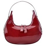 WOKICOR Moon Bags PU Pelle Ascella Spalla Borsa a Tracolla Donna Piccola Y2k Con Cerniera Borsa di Lusso per Donne Ragazze, Colore: Rosso