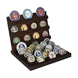 BlyeMichdi Espositore Monete Legno, Armadietto da Collezione per Monete,Porta Monete da Collezione a 9 File, Espositore da Portamonete per Visualizzazione Monete, Poker, Medaglie 24x19x24 Cm