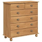 vidaXL Cassettiera Askim in Legno Massello di Pino 6 unità di Archiviazione Tradizionale per Organizzazione della Camera da Letto Mobili Soluzione Cassetto Casa Design Classico