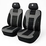 Generico Coprisedili Auto Universali, Confortevole e Traspirante in Mesh e Spugna, Facile Installazione, Elegante Colori Nero e Grigio - Kit Completo con Ganci e Istruzioni (2)