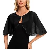 Atxnn Mantella da Donna in Pizzo Elegante Stola Chiffon Coprispalle per Abiti da Sposa Cerimonia Sera Scialle Estivo Bolero Poncho Cape