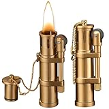 GAOUTO 2 accendini al cherosene, accendino vintage in ottone, accendino meccanico vintage, ricaricabile, accendino a fiamma jet, accendino per cucina campeggio (non contiene cherosene)
