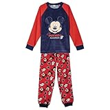 cPiagiama Topolino Disney Completo da Notte per Bambini Maglia Maniche Lunghe Pantaloni Lunghi in Pile Coral