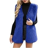 Gilet in Pelliccia Sintetica Donna Casual Giubbotto Tinta Unita in Pile Vintage Elegante Giacca Caldo a Senza Manica Cappotto Antivento Inverno Gilets Lunga Invernale Spessa Taglie Forti
