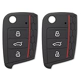 Gianto 2 x Guscio Chiave Compatibile con Volkswagen Golf Serie 7 Seat Leon Ibiza Skoda Octavia A7 T Roc Cover per Telecomando Auto, Custodia in Silicone Gomma Protettiva - Nero