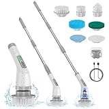Spazzola elettrica rotante 7 in 1, potente pulizia a 420 giri/min, spazzola per il bagno da 1,5 ore a doppia velocità con braccio di prolunga per cucina, auto, piastrelle, pareti, pavimenti, doccia