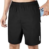 AUYAO Pantaloncini Uomo, Pantaloni Corti Pantaloncini Sportivi con Tasche Zip, Pantaloncino Tuta Training Shorts di Coulisse, Asciugatura Rapida Traspirante, Pantaloncini Padel per Jogging Fitness