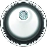 MABEL Lavello Cucina 1 Vasca Circolare Lavandino Cucina Lavello Incasso Acciaio Inox 304 con Finitura Spazzolata Facile da Pulire Lavabo Cucina Profondità Vasca 16 cm - Diametro 43,5 cm