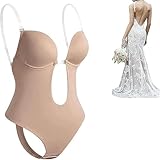 CUEYU Profondo Scollo a V Senza Spalline da Donna Body Donna Backless Scollato Sulla Schiena Cinghie Trasparenti Senza Corsetto di U Shapewear Body Shaping Bodysuit Matrimonio Shaper del Corpo,M