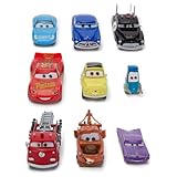 Disney Store Official Set di Personaggi Cars (Pixar), 9 Personaggi tra Cui Saetta McQueen, Cricchetto, Sally, Ramone, Rosso, Sceriffo, Doc, Luigi e Guido, 3+