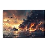 Poster su tela Attaque Aérienne De Pearl Harbor, decorazione per camera da letto, ufficio, stanza, regalo, 20 x 30 cm