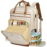 MATEIN Zaino Lavoro Donna per Insegnanti con Borsa Pranzo Rimovibile, Zaino Porta PC 15.6 Pollici con Porta USB, Zaini Scuola per Donna e Docenti, per Viaggio Aereo, Università, Ufficio, Beige