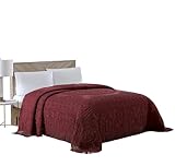 Beatrice Home Fashions Copriletto in ciniglia con medaglione, per letto matrimoniale, colore: bordeaux