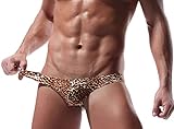 Faringoto Plus Size Men Thongs e G Strings Leopard Print Uomo Intimo, Giallo, L