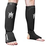 Meister Protezione Tibia e protezione per il collo dei piedi in tessuto elastico MMA (coppia) - nero - S/M