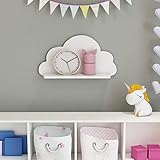 [en.casa] Mensola da Parete per Cameretta (AxLxP) 25 x 45 x 10,8 cm Consolle Pensile con Sostegno Decorativo a Forma di Nuvola - Bianco