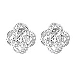 Orecchini Donna in Acciaio chirurgico di Altissima Qualità con finitura in Oro bianco 18k Regalo per lei Idea Compleanno, Natale Nodo d'amore - Cofanetto incluso (Orecchini - Nodo d'amore Argento)