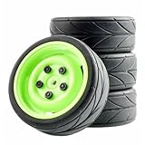OLDDO Set di pneumatici for ruote 1/10 Rc adatti for 3racing for Sakura Associated Tc3 Thunder Tiger Ts4n Ts4E(Green)
