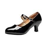 Scarpe Da Ballo Latino Moderno Tacco Alto Scarpe Tango Bals Suola Morbida Punta Chiusa Latina Sandali per Latina Salsa Tango Valzer Bachata Sandale, Nero , 37 EU