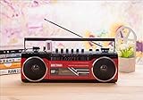 DISCORAMA® - LETTORE STEREO CASSETTE MUSICASSETTE RADIO REGISTRATORE USB + SD VINTAGE LETTORE PORTATILE ANNI 80 AUDIOCASSETTA (Rosso)